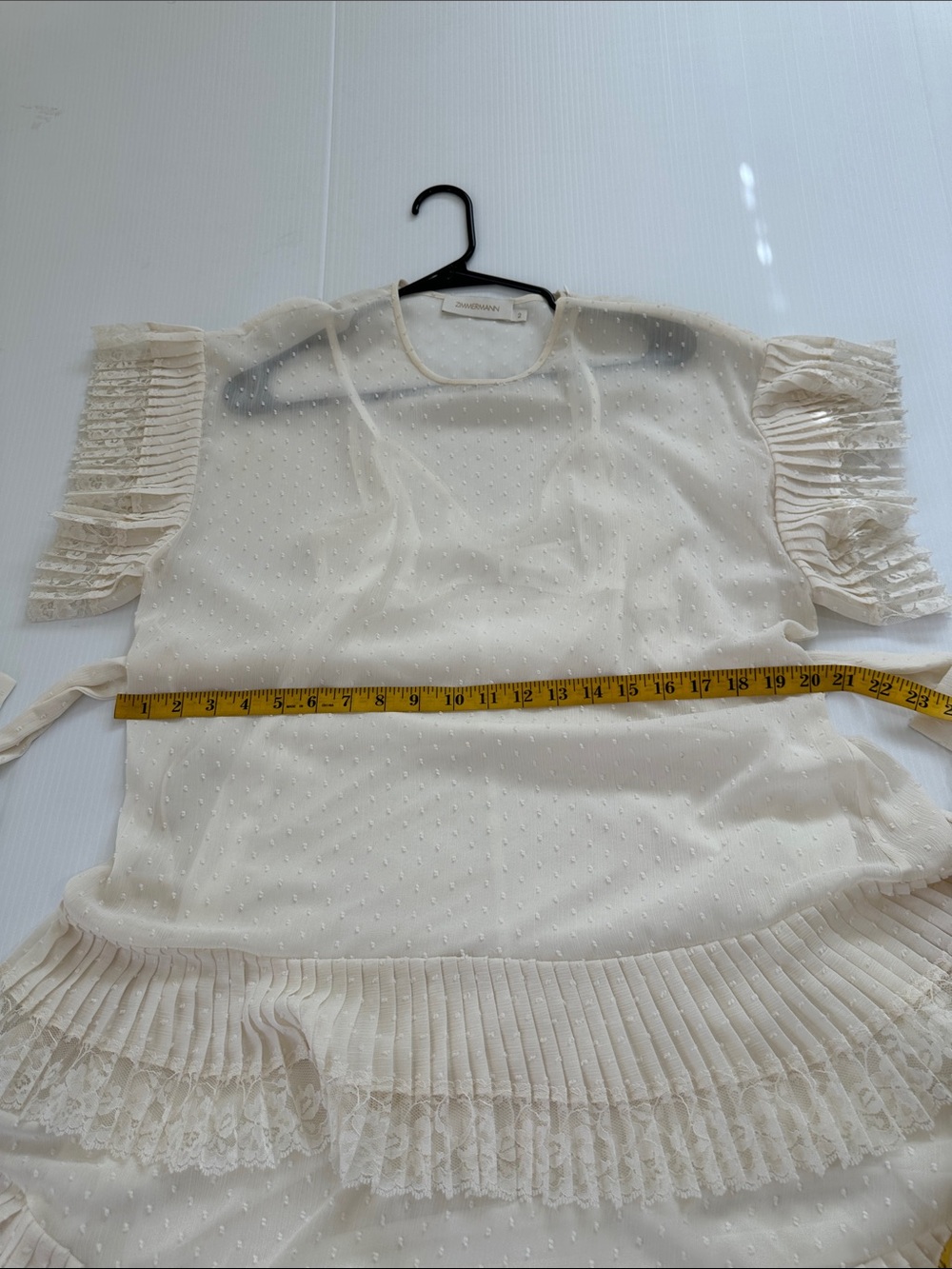 Zimmermann Espionage Pleat Frill Mini Dress Cream Ecru, US 8 Zimmermann size 2 - Picture 9 of 14